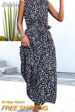 Znbbw Dot Print Dress For Women 2023 New Bohemian Party Beach Long Dress Women Summer Sleeveless Sundress Vestidos Clothes