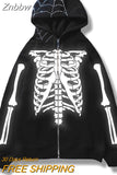 Znbbw Hot diamond skull Embellished Hoodies Men Women fashion all-match Jacket Retro Streetwear Gothic teen Apparel Y2k Sweatshirt