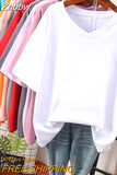 Znbbw 100 Cotton L-5XL Plus Size T Shirt Cartoon Print Tshirt Short Sleeve Women's Top Summer Kawaii Couple V Neck T Shirts
