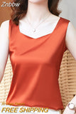 Znbbw Fashion Summer Silk Tank Tops Women Office Lady Solid Satin Camisole Vest Female Casual Loose Basic Tops For Women