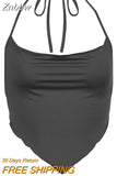 Znbbw Style Sexy Vintage Strappy Y2K Halter Crop Top Women Summer 90s Backless Cami Tops Tees Ladies Fashion Fitness Camisole Party