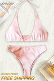 znbbw Micro Bikinis 2023 New Swimsuit High Waist Women Thong Swimwear Tie Dye Bikini Set Halter Lace Up Bathing Suit Beach Wear