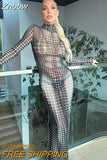 Znbbw Women Sexy Long Sleeve Mesh See Through Bodycon Party Club Long Dress 2023 Fall Clothing Wholesale Items For Business