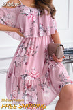 Znbbw Dress Women 2023 Ruffles Chiffon Beach Floral Print Dress Sexy Spaghetti Strap Fashion Party Elegant Dresses for Women