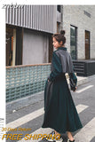 znbbw Spring Korean Women Maxi Dress Vintage Patchwork Button Up Turn Down Collar Shirt Dress Plus Size Detachable Shawl Robe