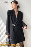 znbbw 2023 Autum Oversize Full Sleeve Long Blazer Women Minimalist Style Solid Sequined Suit Blazers Winter Female Clothing