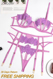 Znbbw Sensual Lingerie Underwear Erotic Hollow Out Brief Sets Push Up Underwire Bra Garters Thongs Sheer Fancy Exotic Costume 914