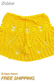 Znbbw Color Handmade Cotton Knitted Crochet Mini Skirts Women Summer Hollow Out High Waist Beach Skirt White Bottoms 2023