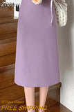 Znbbw New Brand Fashion High Quality High Waist Elegant Straight Skirts Women Office Lady Back Slit Mid-Length Pencil Skirts
