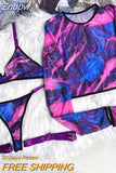 Znbbw Tie Dye Lingerie With Long Sleeve Tops Lace See Through Sensual Erotic Sets 4-Piece Sexy Seamless Erotic Underwear