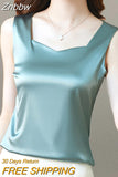 Znbbw Fashion Summer Silk Tank Tops Women Office Lady Solid Satin Camisole Vest Female Casual Loose Basic Tops For Women