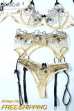 Znbbw Lingerie Sexy Transparent Bra Underwire Sheer Hot Porn Erotic Costumes Bowknot Floral Embroidery Garters Exotic Sets