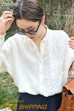 znbbw 2023 Summer Casual Long Sleeve Women's linen Shirt Korea Style Loose Button Up Ladies Blouse Female Daily Clothing Tops