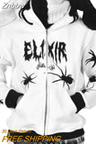 Znbbw Hip Hop Men Sweatshirt Hoodie Full Back Spider Web Printed Streetwear Y2k Pullover Winter Fall Hoodie Casual Zip Jacket