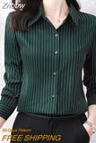 Znbbw Striped Shirts Women Korean Fashion Long Sleeve Blouse Top Women Elegant Office Lady High Quality Formal Clothing 2023