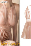 Znbbw Tulle Nightdress Lace Halter Neck Mesh Underwear Nighty for Ladies Night Dress Sleepwear Women Sexy Lingerie Nightwear 912