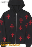 Znbbw Rhinestone Skeleton Hoodies men Autumn Streetwear Zip Up Goth Black Sweatshirts Harajuku Grunge Oversized Winter Hoodies