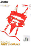 Znbbw Fancy Lingerie Luxury Lace Push Up Half Cup Bra With Chain Hot Sexy Red Delicate Underwear Valentine Sissy Intimate