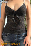 Znbbw See Through Lace Cami Crop Tops Women Summer Y2K Clothes Sleeveless V Neck Sexy Tanks Camis Aesthetic 2000s Gothic Tees