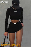 Znbbw Women Long Sleeve Crop Tops Shorts Pants Two Piece Sets Tracksuit 2023 Autumn Clothes Wholesale Items For Business