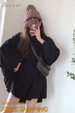 Znbbw Korean Fashion Solid Hoodies Women Harajuku Hip Hop Plus Size Sweatshirts Long Sleeve Loose Casual O-neck Tops Grunge
