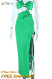 znbbw One Shoulder Strap Backless Maxi Dress For Women Gown Strapless Sleeveless Backless Thigh High Split Sexy Evening Dress