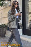 Znbbw TRAF Solid Bomber Jacket Women Loose O Neck Long Sleeve Zipper Coat Outwear Ladies 2023 Spring Chic Female Jacket