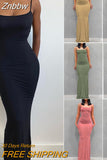 Znbbw Dresses for Women Strap Backless Long Maxi Dresses Sleeveless Sexy Skinny Casual Elegant Summer Dresses Woman 2023