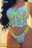 Znbbw Luxury Lingerie Sexy Floral Embroidery Set Woman 2 Pieces Underwire Bra Thongs Exotic Intimate Neon Green Underwear