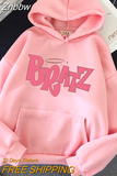 Znbbw Bratz Letter Sweatshirt Women's Casual Pink Top harajuku Fashion Hooded Sweatshirt Long Sleeve Print Graphic Jacket Women