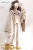 Znbbw 2 Piece Dress Set Women Long Sleeve Crop Tops + Casual Midi Dress 2023 Spring Autumn Slim Lady Japan Korean Suits