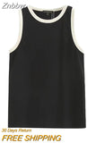 Znbbw Casual Women White O Neck Retro Tank 2023 Summer Fashion Ladies Casual Female Sleeveless Top
