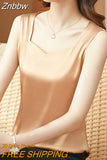 Znbbw Fashion Summer Silk Tank Tops Women Office Lady Solid Satin Camisole Vest Female Casual Loose Basic Tops For Women