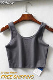 Znbbw women summer crop tops sleeveless short cotton u collar knitted bar
