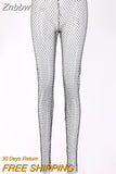 Znbbw Diamond Mesh Pants Women Sexy Summer Hollow Out Transparent Loose Long Fishnet Pants 2023 New BeachWear Trousers