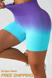 Znbbw Dye Gradient Hip Lifting Fitness Shorts Women's High Waist Tight Triple Peach Hip Quick Dried Yoga Cycling Sports Shorts