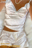Znbbw Women’s 2PC Pajamas Sets Y2k Lace Sleeveless Heart Print Cami Tops and Shorts Teen girls Matching Sleepwear Fashion Streetwear