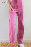 Znbbw Women Sweet Corduroy Patchwork Straight Pants High Waist Baggy Holiday Fashion Harajuku Vintage Casual Wide Leg Trousers 912