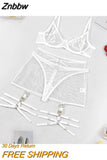 Znbbw Ribbed Lingerie Erotic Transparent Bra Fancy Underwear See Through Garter Thongs Lace Erotic Sexy Outfits Intimate