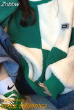 Znbbw Korean Fashion Green Plaid Hoodie Women Harajuku Oversize Sweatshirts Autumn Winter Casual Long Sleeve Tracksuit Female