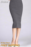 Znbbw Winter Bodycon Skirt Women Stretchable Split Skirt Mid Calf Slim Pencil Skirts For Women Female Knit Skirt