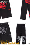 Znbbw Shorts Men Y2K Harajuku Cargo Letter Printing Wide Leg Casual Loose pants Women Vintage Gym High Waist jeans