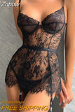 Znbbw Lace Sexy Sleepwear See Through Night Dress Mini Extreme Sexy Nightwear And Hot g-String Thongs Fantasy Short Dresses