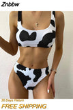 Znbbw Bikini Mujer 2023 New Cow Print Swimsuit Women Two Pieces Push Up Biquini Brazilian Swimming Suit For Women Beach Swimwear