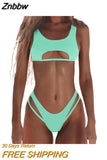 Znbbw Sexy Bikini Hollow Out Women's Swimsuit High Cut Micro Swimwear 2023 Stylish Bathing Suit Beach Outfits 2 Pieces
