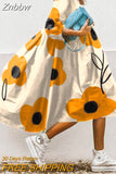 Znbbw Women Floral Print Dress 2023 Summer Casual O Neck Half Sleeve Boho Long Dresses Female Elegant Loose Beach Party Dress Vestidos
