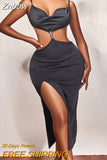 Znbbw V Neck Spaghetti Strap Long Dress For Women 2023 Summer Sexy Black Backless Sleeveless Elegant Party Ruched Dress