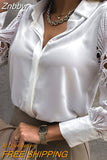 Znbbw White Lace Shirt Women 2023 Fashion Hollow Out Button Elegant Blouse Female Casual Long Sleeve Office Lady Tops 19948