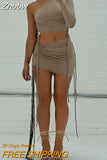 Znbbw Women Long Sleeve Crop Tops Mini Skirts Two Piece Sets Outfits 2023 Fall Autumn Clothes Wholesale Items For Business