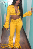 znbbw Fall Sexy Solid 2 Two Piece Sets Fall Outfit For Women 2023 Long Flare Sleeve Crop Top And Stacked Pants Sets Female